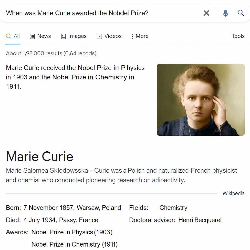 knowledge panel featured snippet example