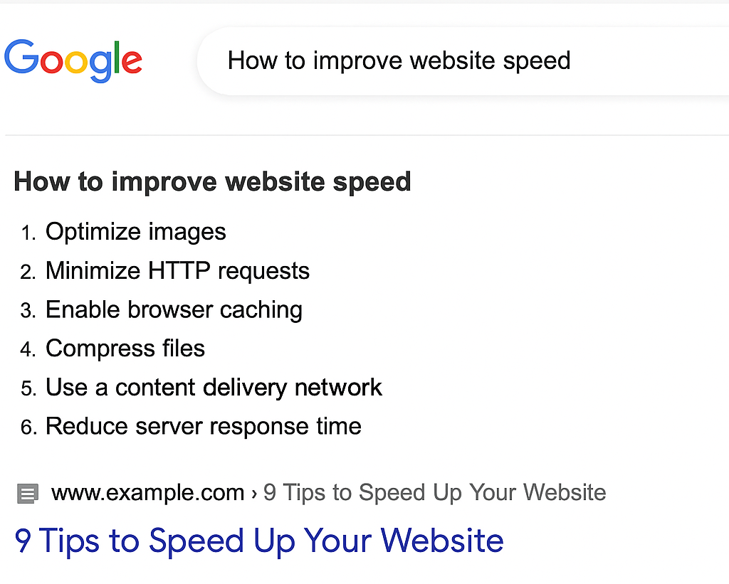 list featured snippet example